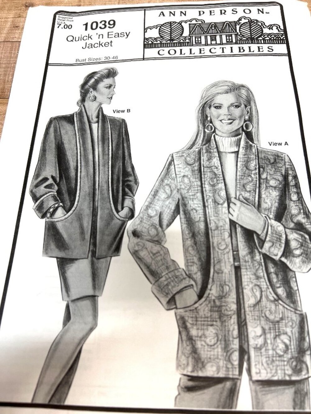 1039 Quick N Easy Jacket Sewing Pattern By Ann Person Bust Sizes 30-46